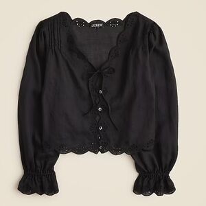 NWT J. Crew Women's Black Lace Trim Top